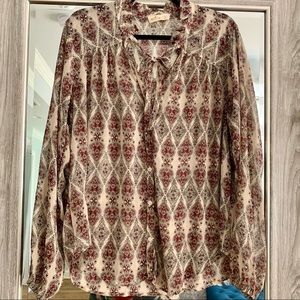Hollister pretty patterned neck tie boho patterned top